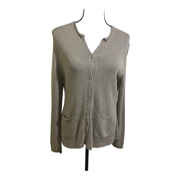 Eileen Fisher Cardigan button down  silk and Rayon blend pockets size P Large. - Picture 7 of 11